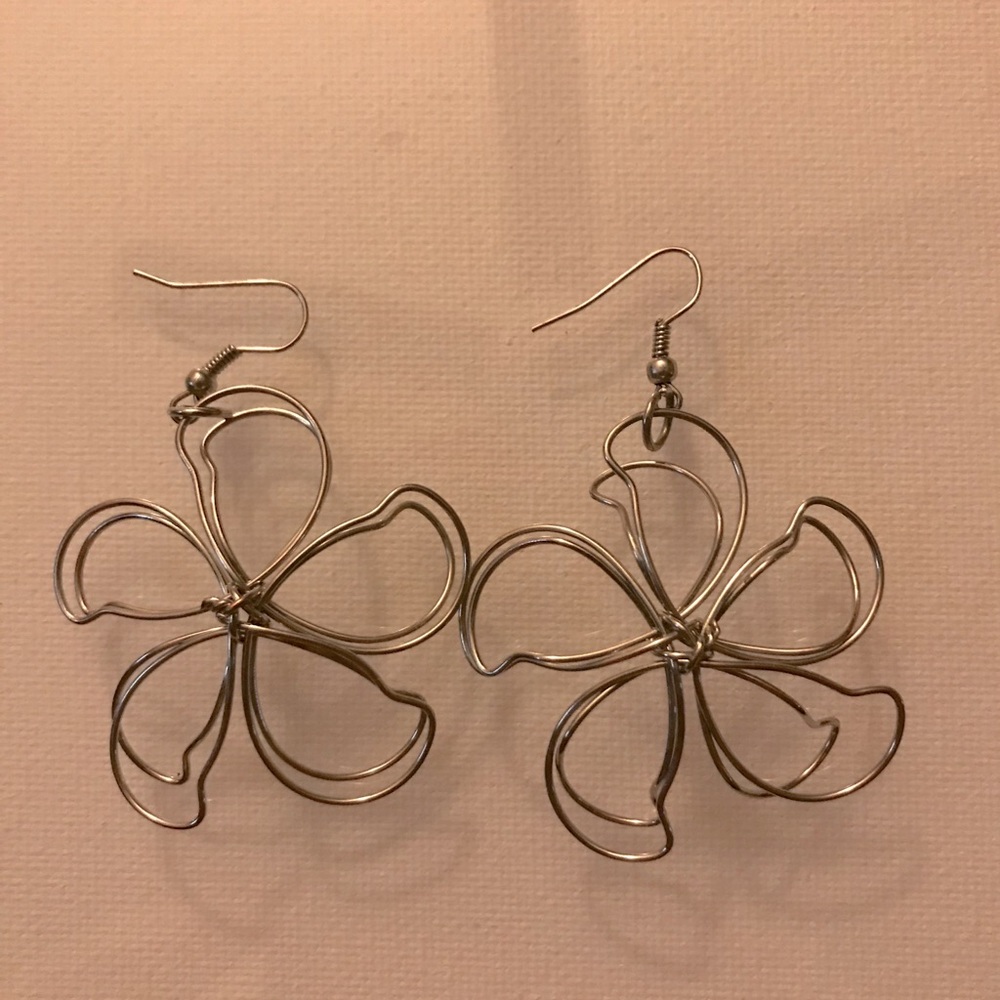 Silver flower earrings